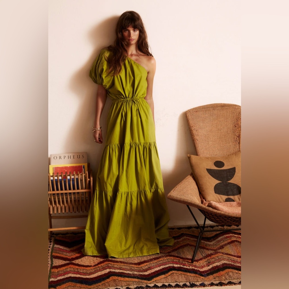 S/W/F Tiered One-Shoulder Dress - Green SP - Picture 3 of 6